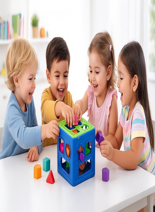 إيثيو مكعبات إيثيو الهندسية لفرز الأشكال - أحجية مطابقة الألوان والأشكال على طريقة مونتيسوري للأطفال الرضع والصغار (12 شهرًا فأكثر) | تنمية المهارات الحسية والمعرفية | صندوق ألعاب تعليمي متعدد الألوان - Image 3